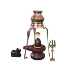 2″ – Set Red (Madhu Color) Narmadeshwar Shivling for Home – Shivling, Jaladhari, Nandi, Naag, Trishul and Kalash with Stand